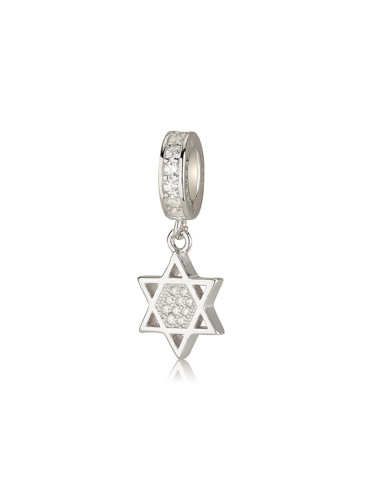 כסף סטרלינג קסם תליון מגן דוד עם אבני זירקון - R