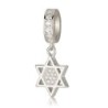 925 Sterling Silver Star of David Pendant Charm with Zircon Stones - R