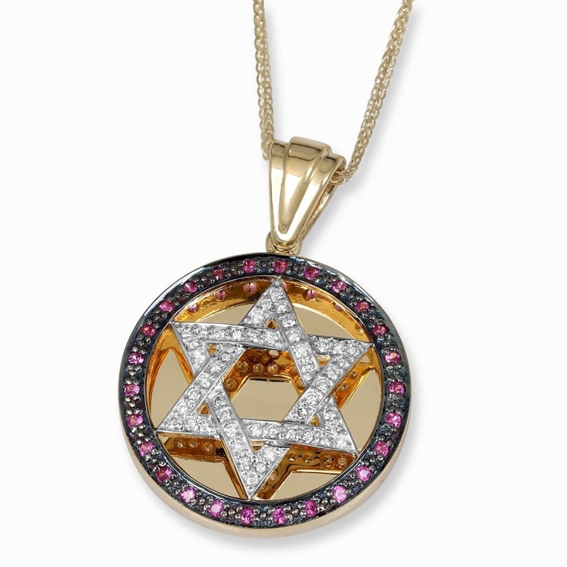Anbinder Jewelry Pendentif rond bicolore en or 14 carats avec accents de diamants