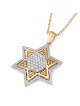 Pendentif étoile de David pour femme en or 14 carats doublé de diamants (couleur opti