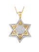 Pendentif étoile de David pour femme en or 14 carats doublé de diamants (couleur opti