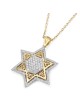 14K Gold Women's Star of David Pendant Lined with Diamonds (Color Opti