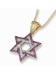 תכשיטי אנבינדר דו-גווני זהב 14K תליון מגן דוד עם D לבן