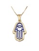 Grand 14K Gold Hamsa Pendant Necklace With White Diamond