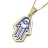 Grand 14K Gold Hamsa Pendant Necklace With White Diamond