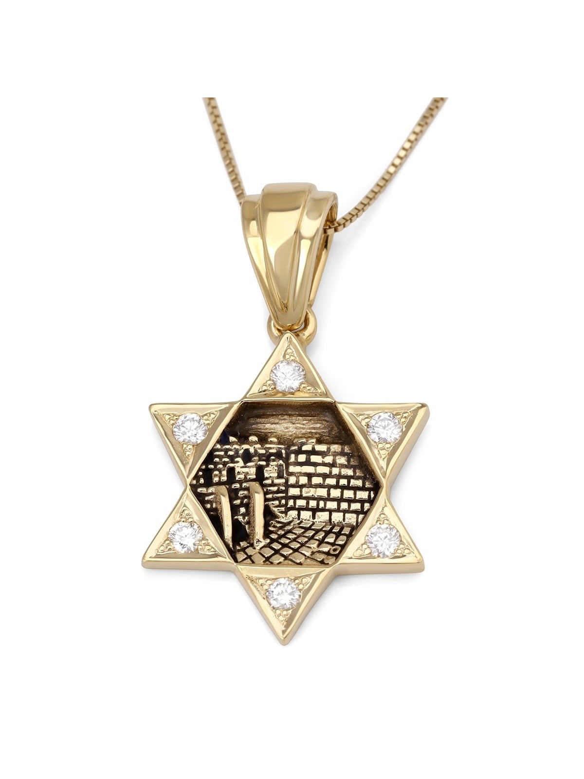 Diamond-Accented Star of David & Western Wall 14K Gold Pendant Necklac