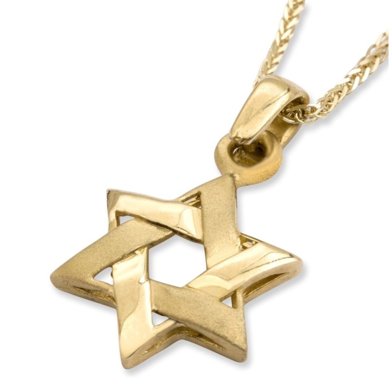 Collier chic avec pendentif étoile de David entrelacée en or jaune 14 carats pour W