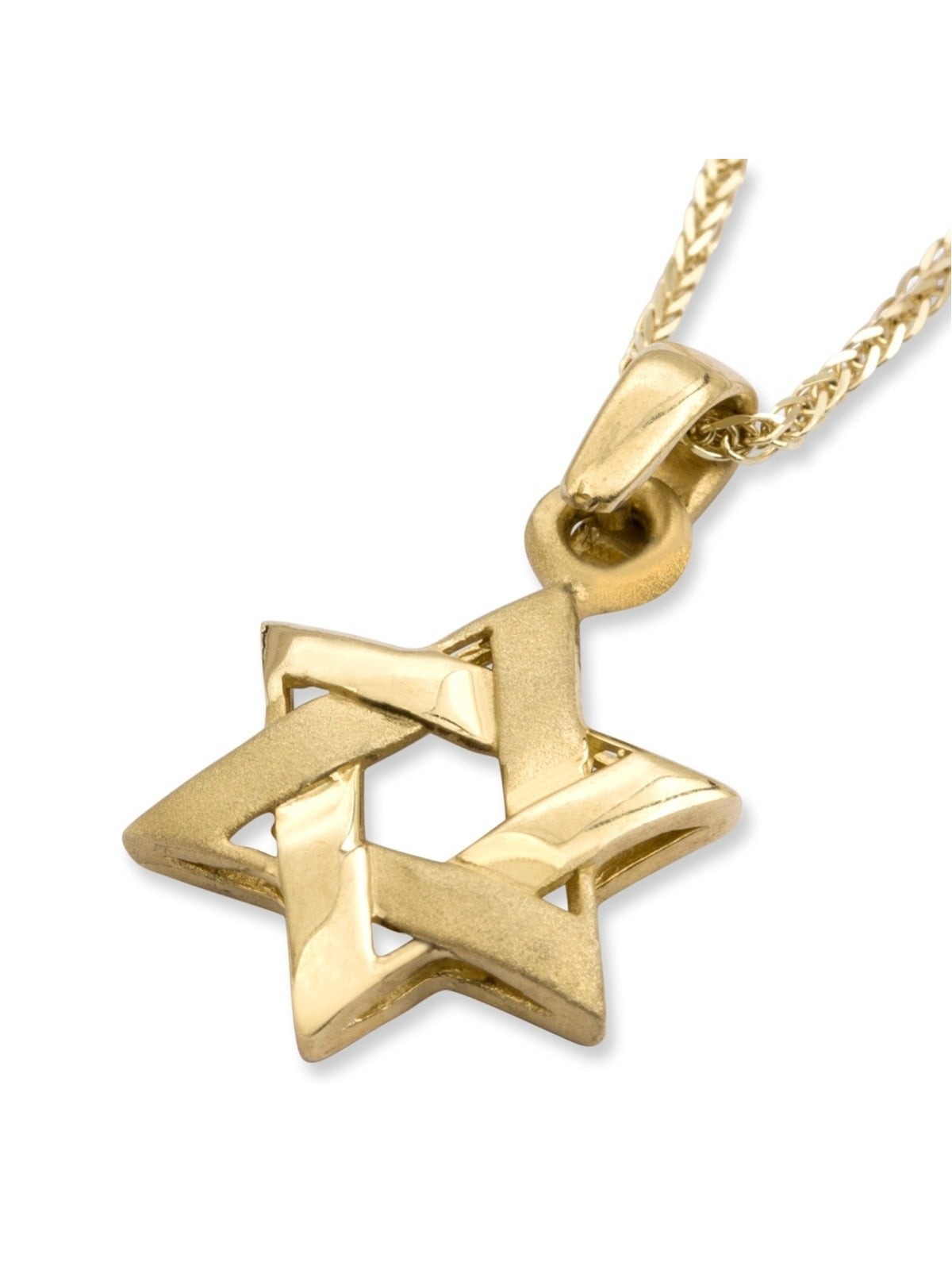Collier chic avec pendentif étoile de David entrelacée en or jaune 14 carats pour W
