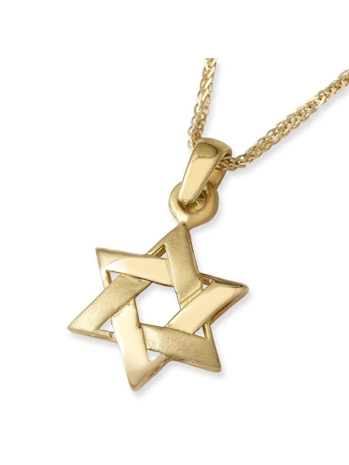Chic 14K Yellow Gold Interlocking Star of David Pendant Necklace for W
