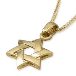 Chic 14K Yellow Gold Interlocking Star of David Pendant Necklace for W