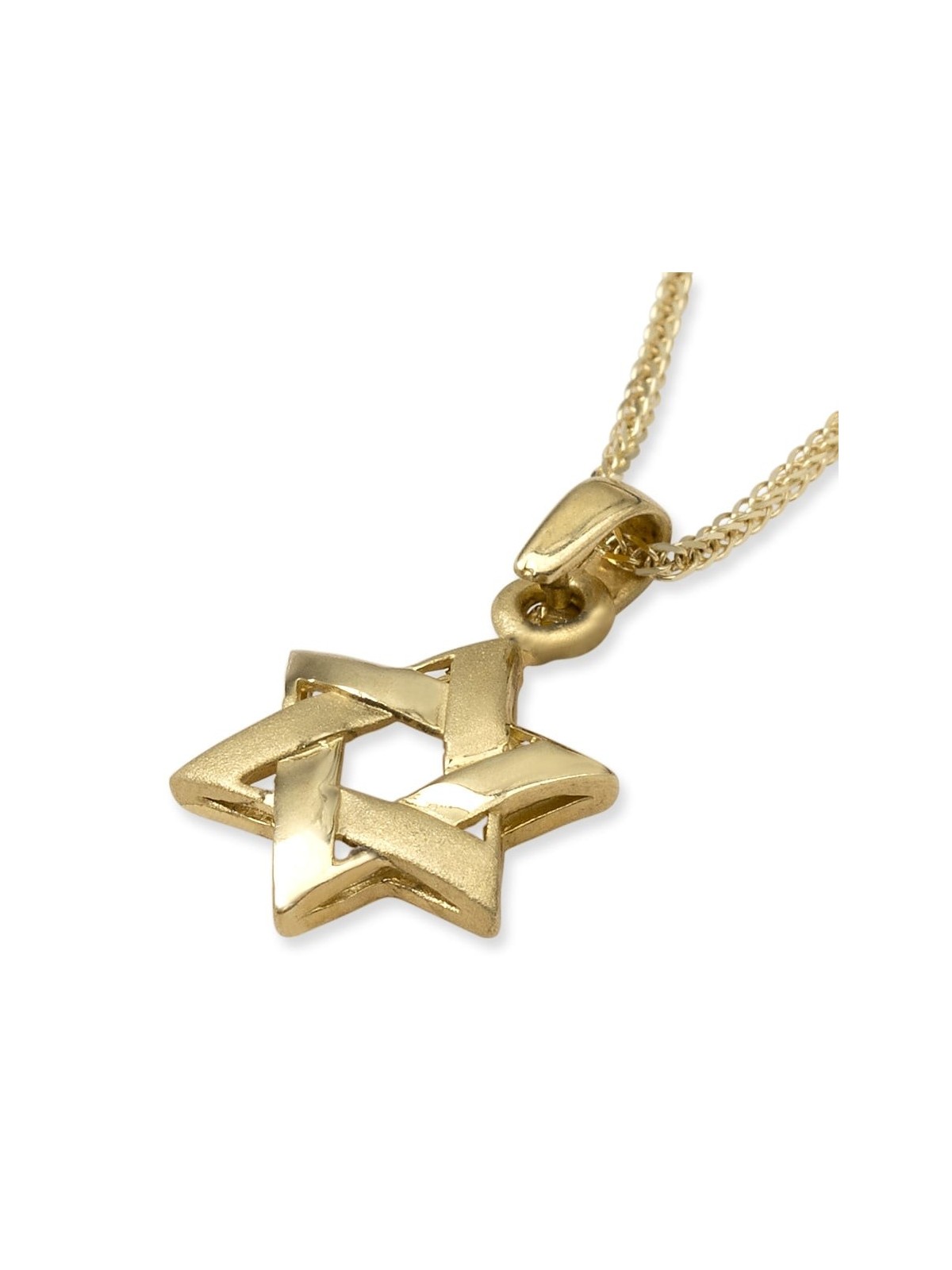 Collier chic avec pendentif étoile de David entrelacée en or jaune 14 carats pour W