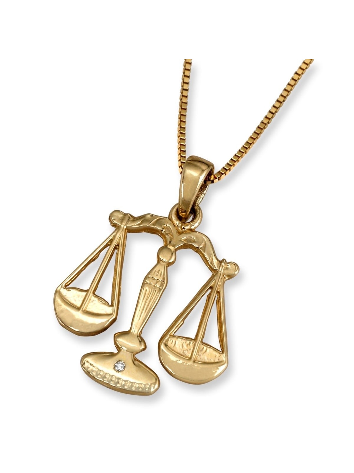 14K Yellow Gold Zodiac Libra Pendant with Diamond Accent