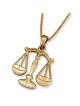 Pendentif Balance du zodiaque en or jaune 14 carats avec accent de diamants