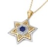 14K Gold Star of David Pendant with Diamonds and Ornate Design