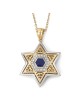 תליון מגן דוד מזהב 14K עם יהלומים ועיצוב מעוטר