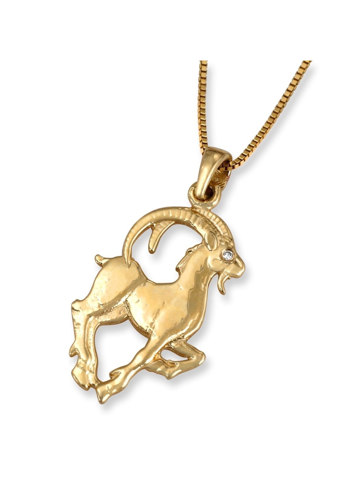 Pendentif Capricorne Zodiaque en or jaune 14 carats avec accent de diamants