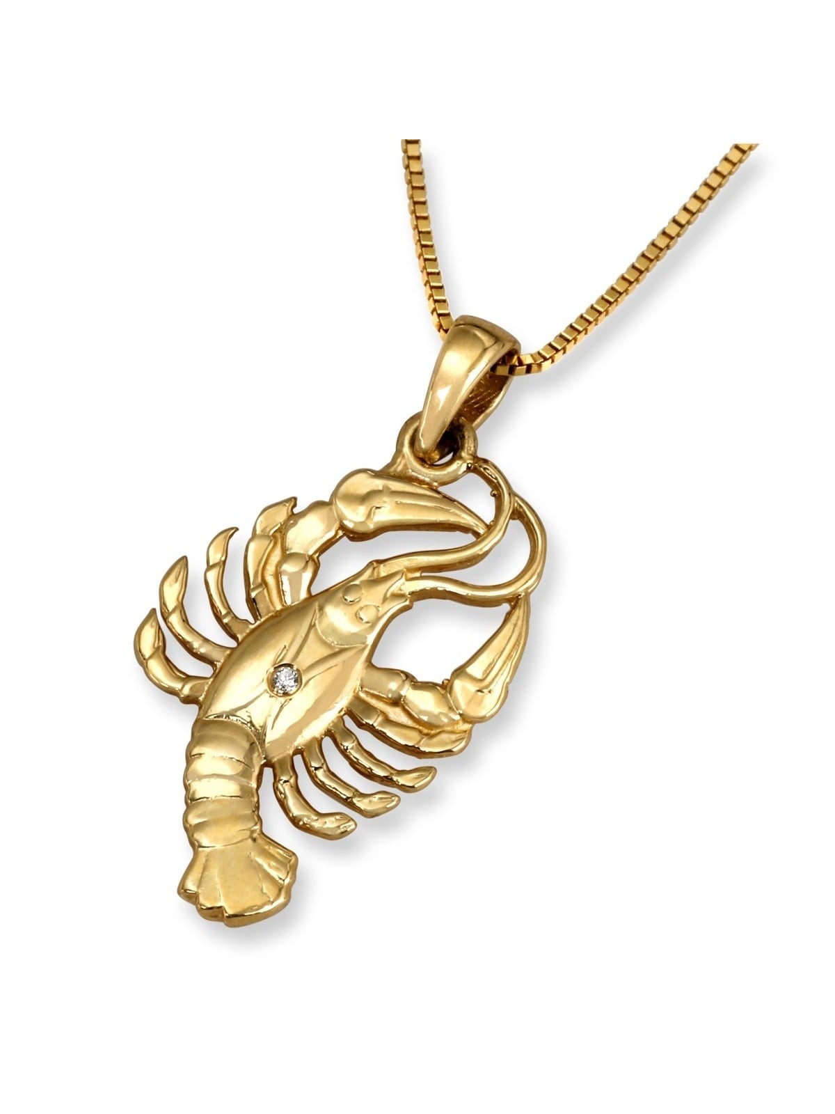 14K Yellow Gold Zodiac Cancer Pendant with Diamond Accent