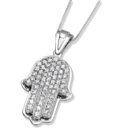 14K Gold Hamsa Pendant with 54 Diamonds
