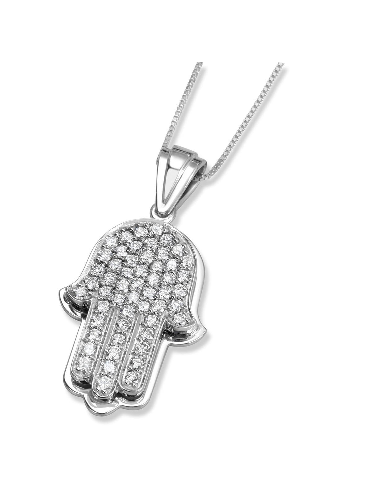 Pendentif Hamsa en or 14 carats avec 54 diamants