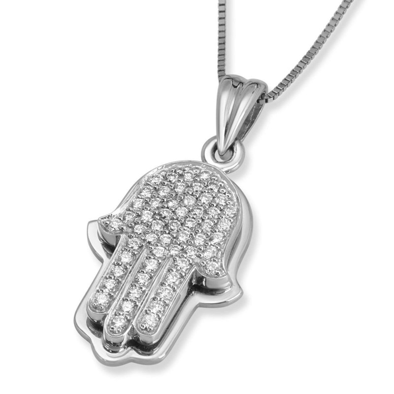 Pendentif Hamsa en or 14 carats avec 54 diamants
