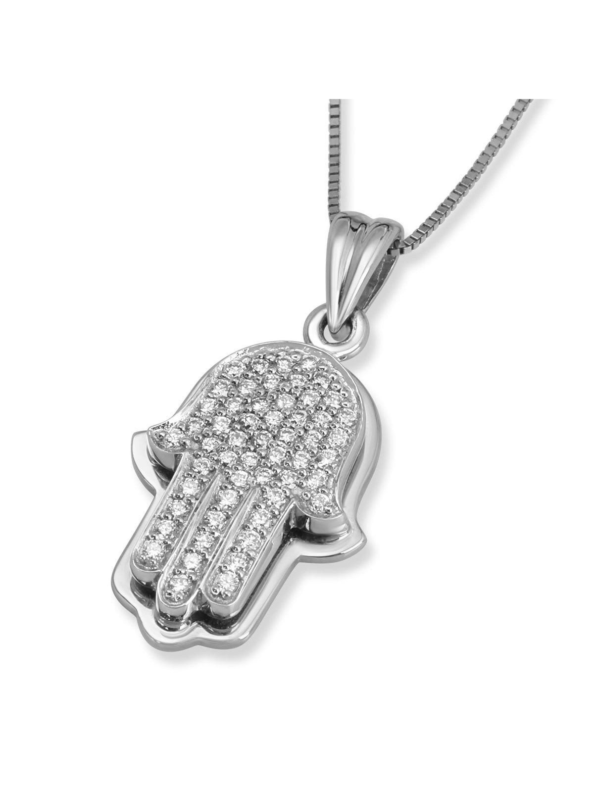 14K Gold Hamsa Pendant with 54 Diamonds