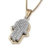 14K Gold Hamsa Pendant with 54 Diamonds