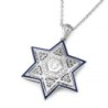 14K Gold Unisex Star of David Pendant with Diamonds and Enamel - Color