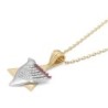 Two-Toned 14K Gold Star of David and Dove of Peace Pendant With Diamon