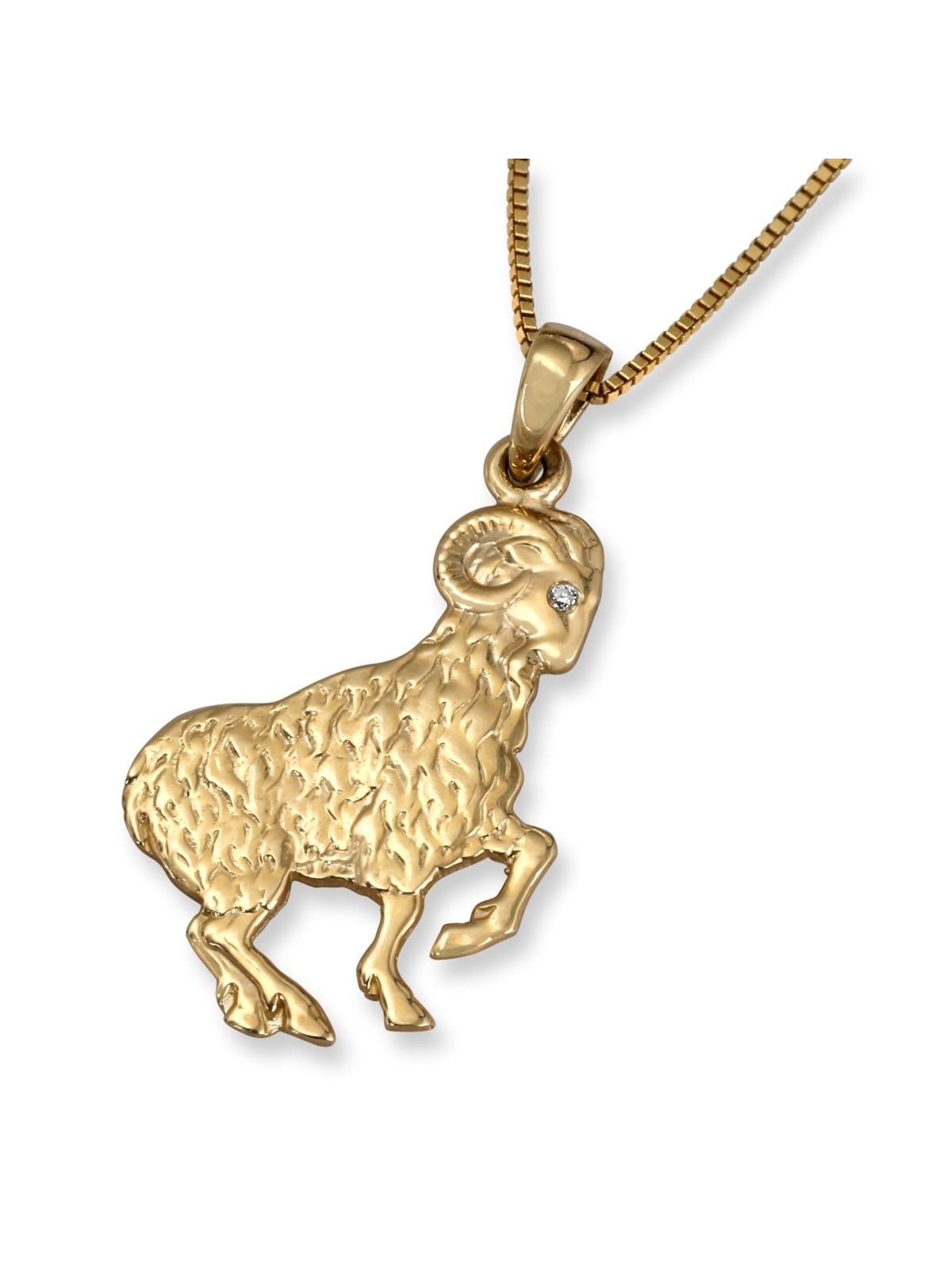 Pendentif zodiaque Bélier en or jaune 14 carats avec accent de diamants