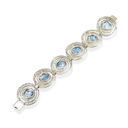 Roman Glass and Silver Designer Circle Bracelet