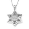 14K White Gold Diamond-Studded Star of David Pendant with Ornate Desig