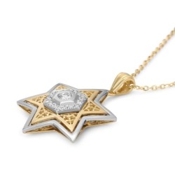 Anbinder Jewelry 14K Gold Star of David Pendant with Diamonds (Color O