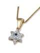 Pendentif étoile de David en or jaune et blanc 14 carats avec émail bleu