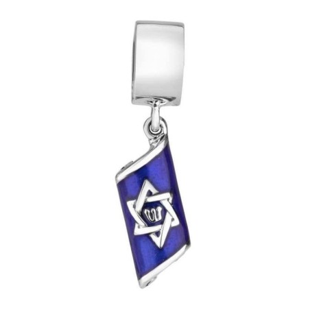 Marina Jewelry Pendentif Mezouza en émail bleu argenté