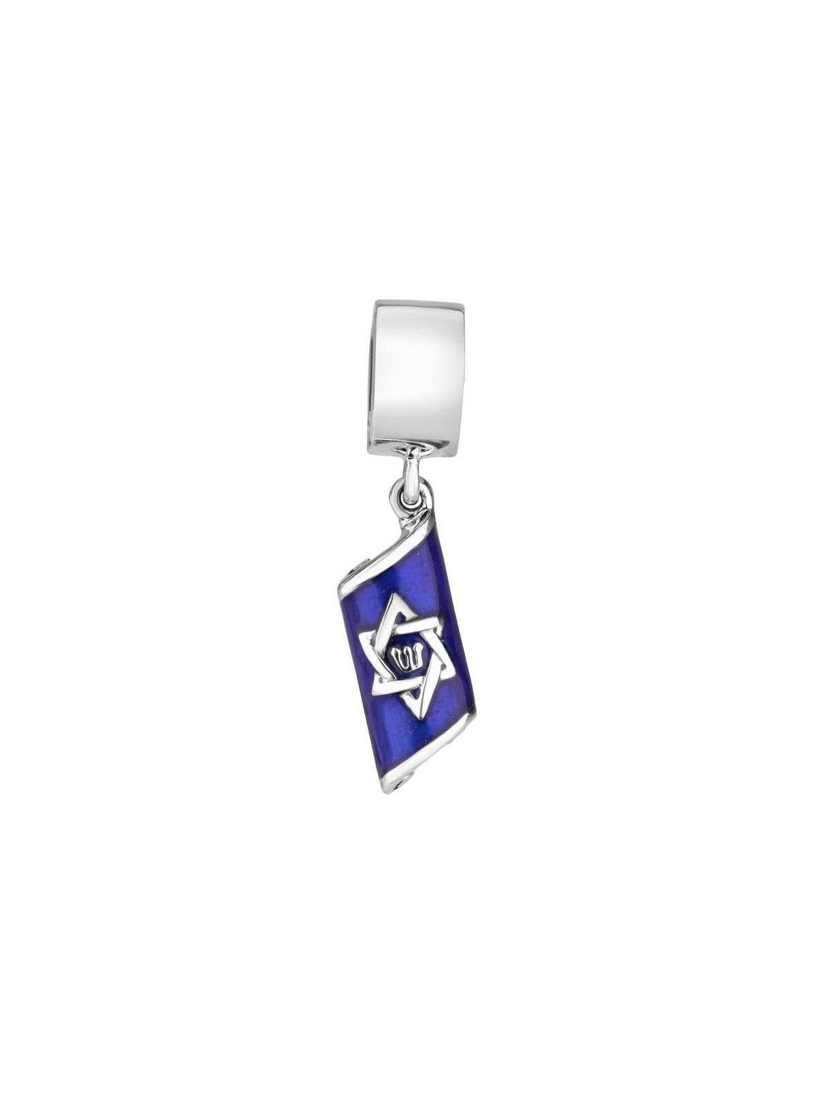 Marina Jewelry Pendentif Mezouza en émail bleu argenté