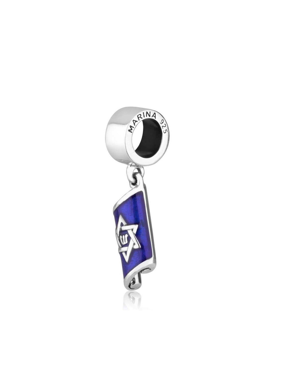 Marina Jewelry Pendentif Mezouza en émail bleu argenté