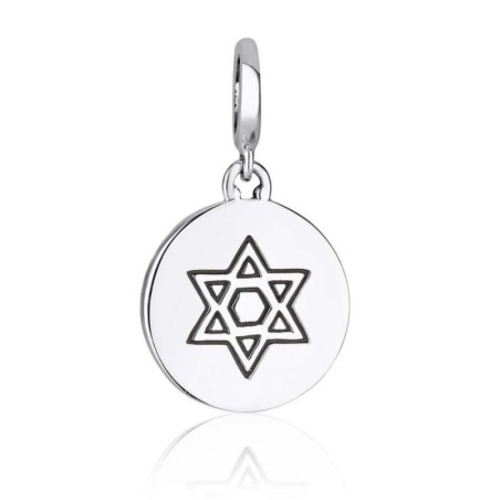 Marina Jewelry Silver Star of David Circle Pendant Charm