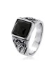 Stars of David: Sterling Silver Ring with Onyx Stone