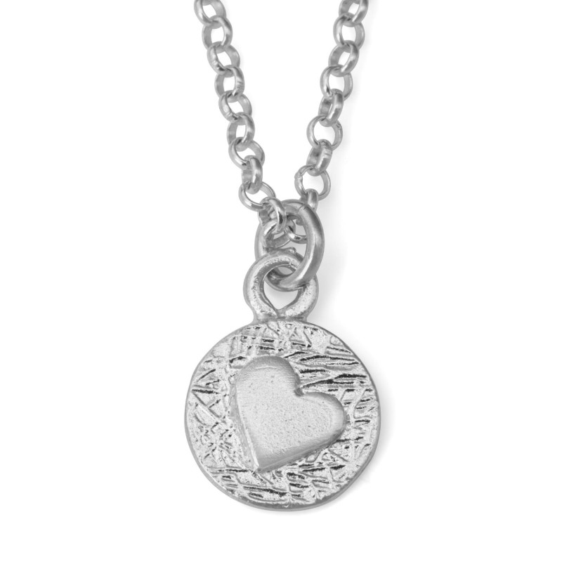 Heart Shaped Sculpted Sterling Silver Pendant Necklace