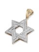 14K Gold Star of David Pendant with Double Diamond Rows