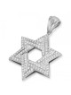 14K Gold Star of David Pendant with Double Diamond Rows