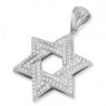 14K Gold Star of David Pendant with Double Diamond Rows