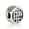 925 Sterling Silver Circular Hoshen Twelve Tribes Bead Charm with Zirc