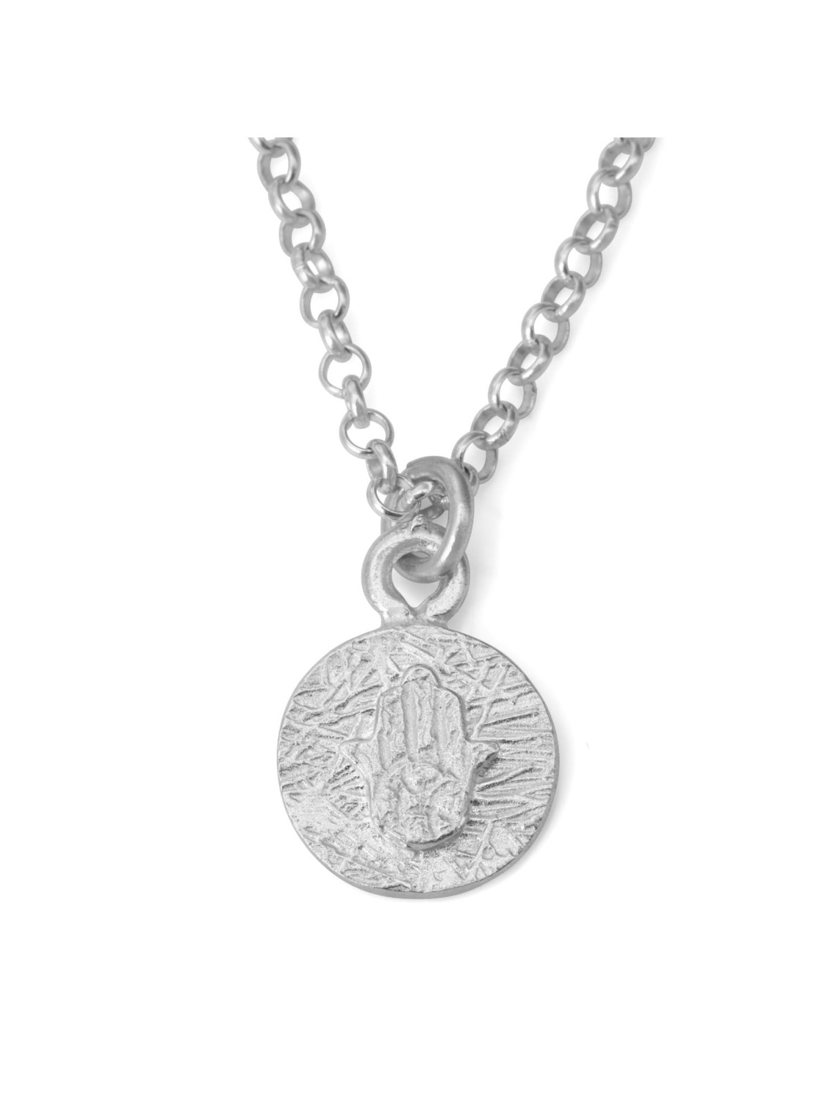 Hamsa : Collier pendentif en argent sterling sculpté massif