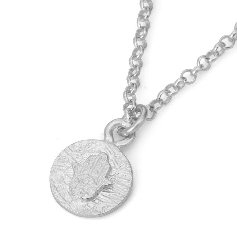 Hamsa: Solid Sculpted Sterling Silver Pendant Necklace