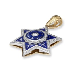 Anbinder Jewelry Two-Toned 14K Gold and Blue Enamel Star of David Pend