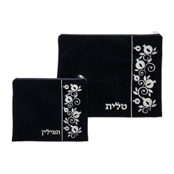 Navy Blue Velvet Tallit and Tefillin Bag Se... | Talit & Tefillin Bags