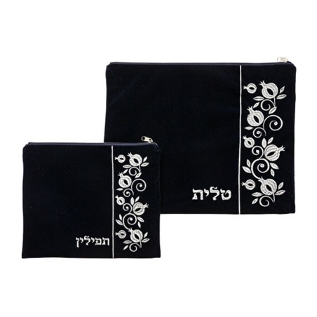 Navy Blue Velvet Tallit and Tefillin Bag Se... | Talit & Tefillin Bags