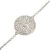 925 Sterling Silver Circular Tree of Life Bracelet with White Zircon S