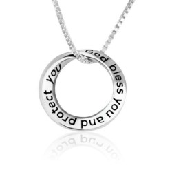 Marina Jewelry English & Hebrew 925 Sterling Silver 'God Bless You and